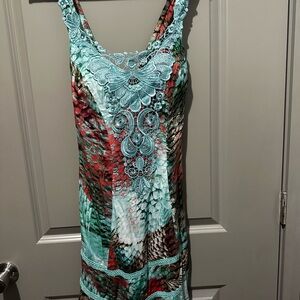 Colorful Lace Overlay Dress